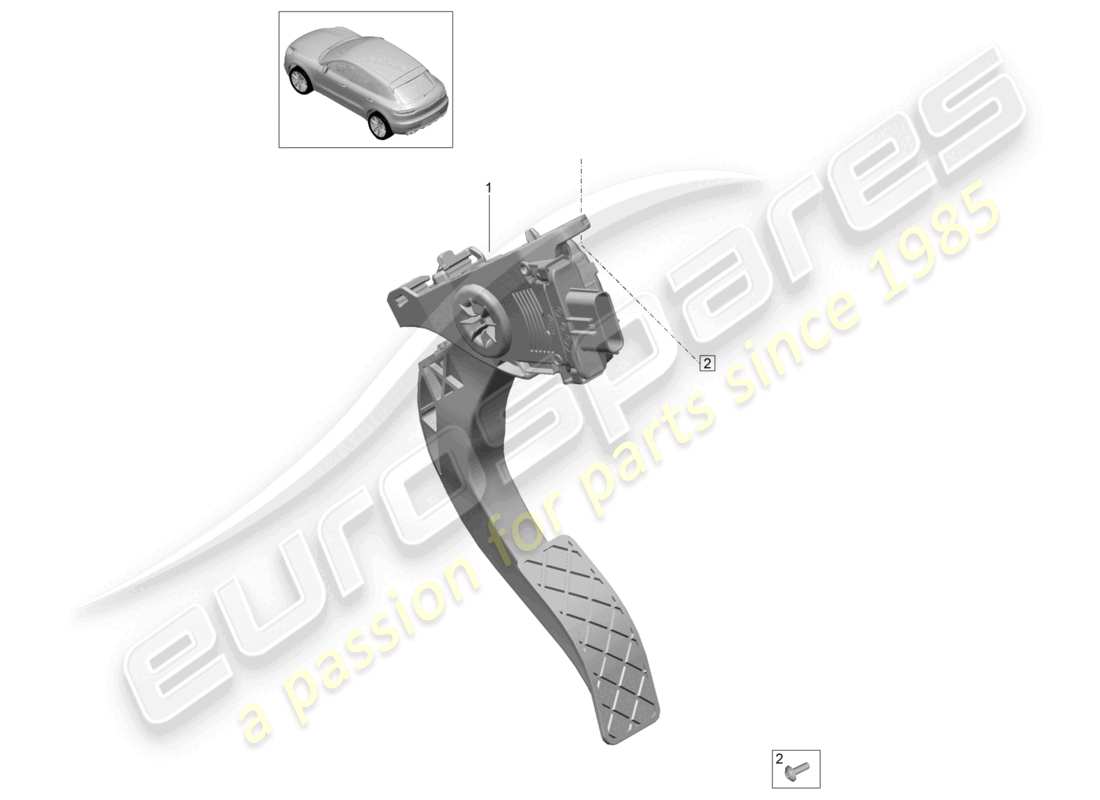 porsche 2021 (macan) teilediagramm für die gaspedalsteuerung