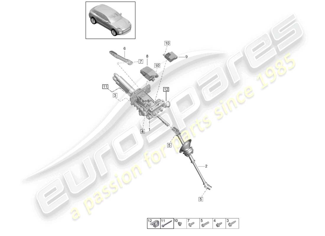 porsche 2021 (macan) lenksäule zwischenlenkwelle teilediagramm