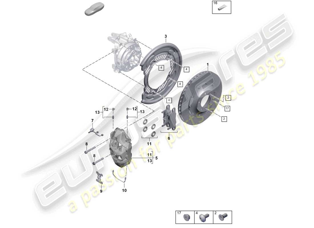 porsche 2025 (cayenne e3 pa) scheibenbremse pccb hinterachse gelb ersatzteilzeichnung