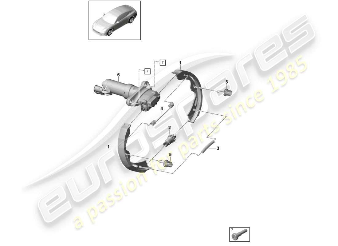 porsche 2021 (panamera 971-1) feststellbremse hinterachse teilediagramm