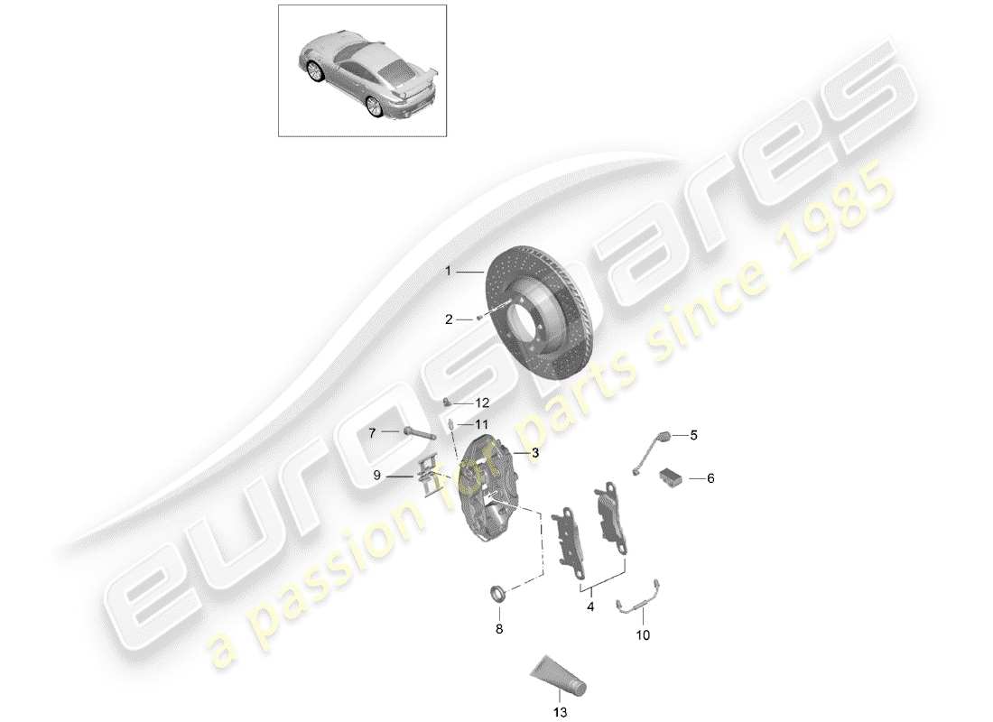 porsche 2018 (991-2 turbo) scheibenbremsen ersatzteildiagramm