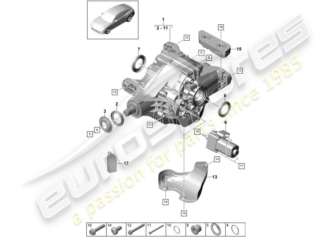 porsche 2021 (panamera 971-1) hinterachsdifferential ersatzteildiagramm