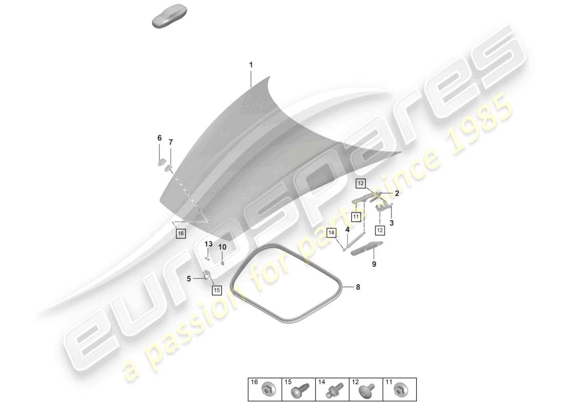 porsche 2024 (992-1) bonnet-ersatzteildiagramm