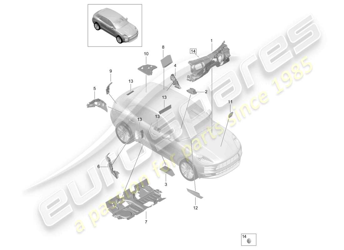 porsche 2021 (macan) schalldämpfer teilediagramm
