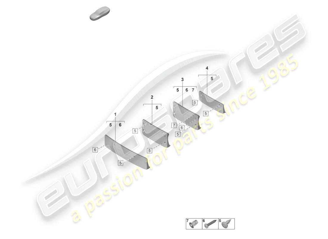 porsche 2021 (992-1 gt3/rs/st) kennzeichenhalter ersatzteildiagramm
