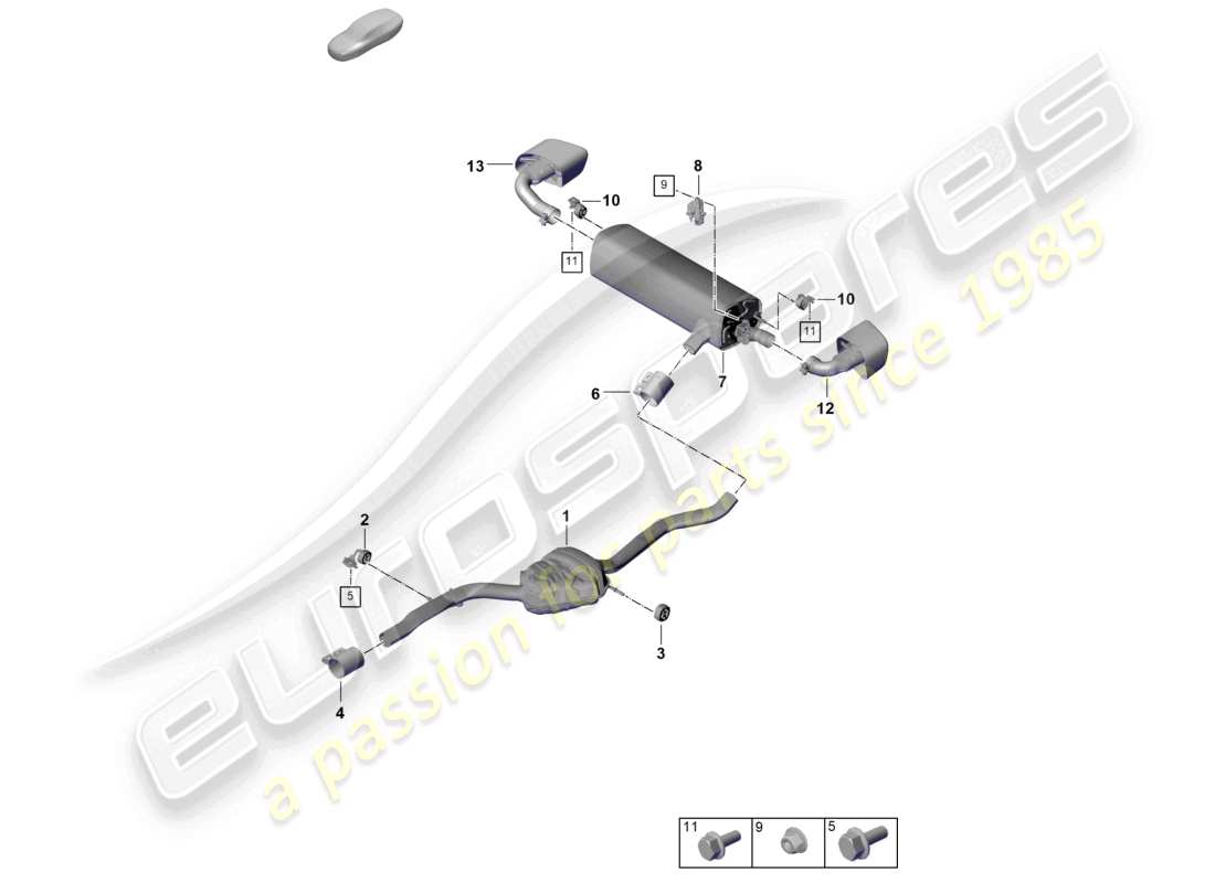 porsche 2025 (cayenne e3 pa) abgasanlage vorschalldämpfer nachschalldämpfer endrohr teilediagramm