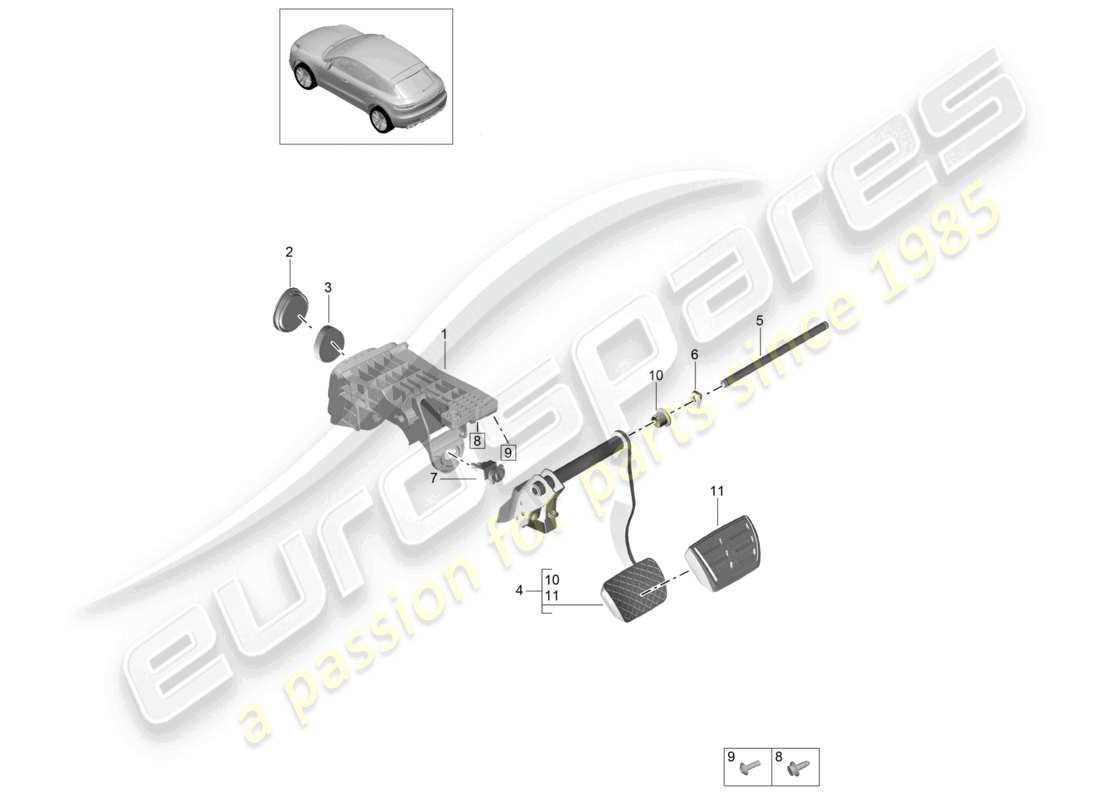 porsche 2021 (macan) bremspedal teilediagramm