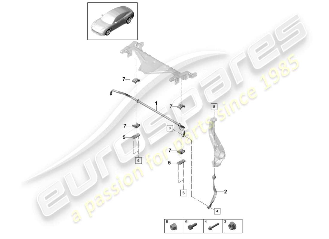 porsche 2021 (panamera 971-1) stabilisator vorderachse teilediagramm