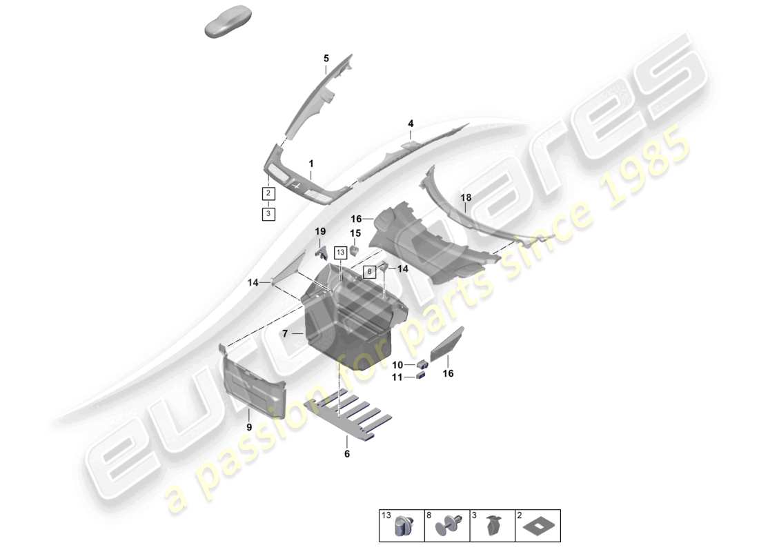 porsche 2026 (992-2 gt3) gepäckraumverkleidung ersatzteildiagramm