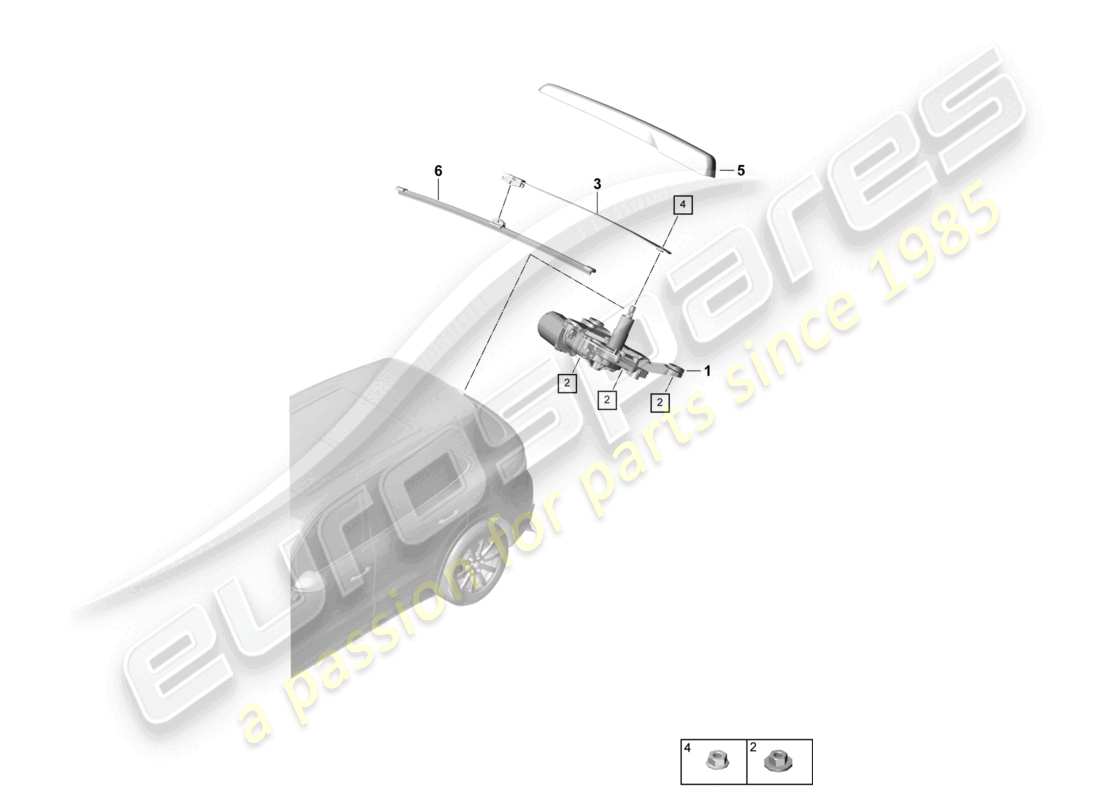 porsche 2021 (cayenne e3 9ya/9yb) heckscheibenwischer teilediagramm