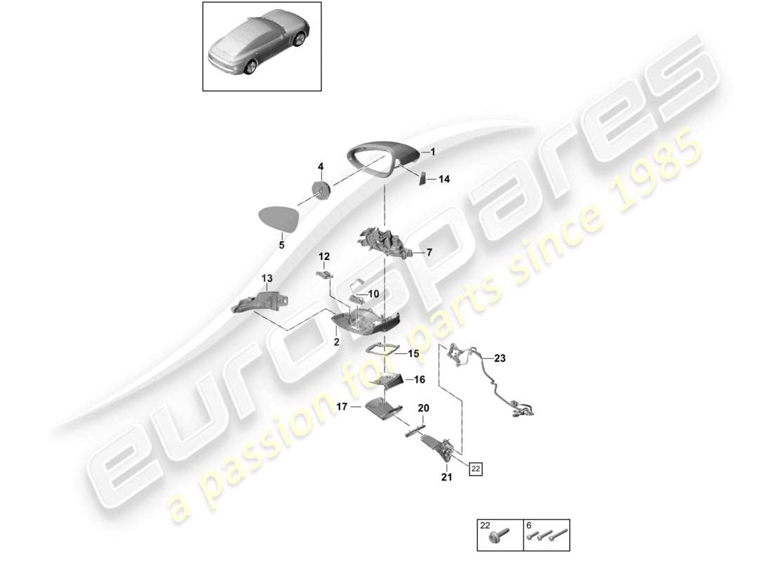 porsche 2021 (panamera 971-1) außenspiegel innenspiegel zubehör teilediagramm