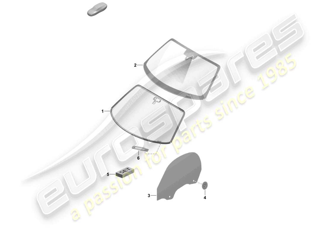 porsche 2023 (718 boxster spyder) windschutzscheibe seitenfenster teilediagramm