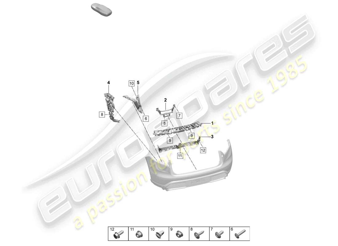porsche 2025 (macan-e) befestigungsteile hintere stoßstange teilediagramm