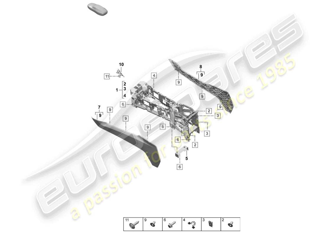 porsche 2025 (macan-e) mittelkonsole unten teilediagramm