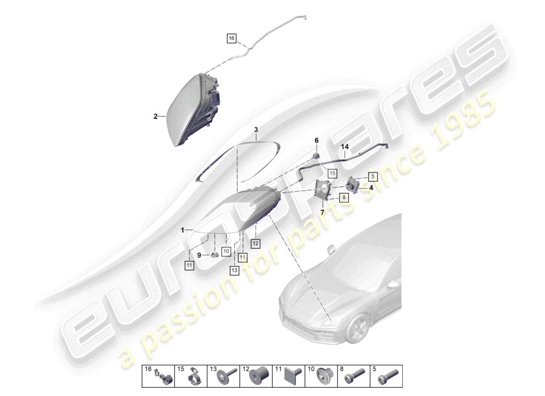 porsche 2025 (panamera 976) led-scheinwerfer basis pdls teilediagramm