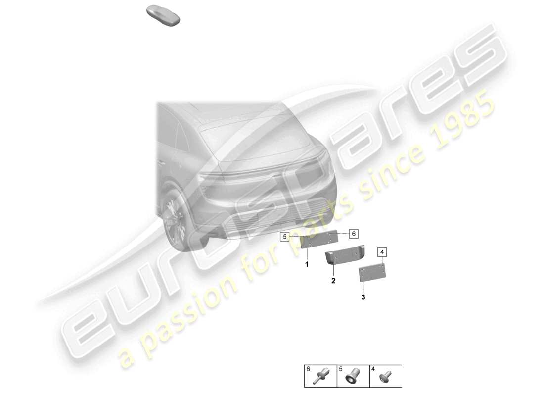 porsche 2025 (macan-e) kennzeichenhalter hinten teilediagramm