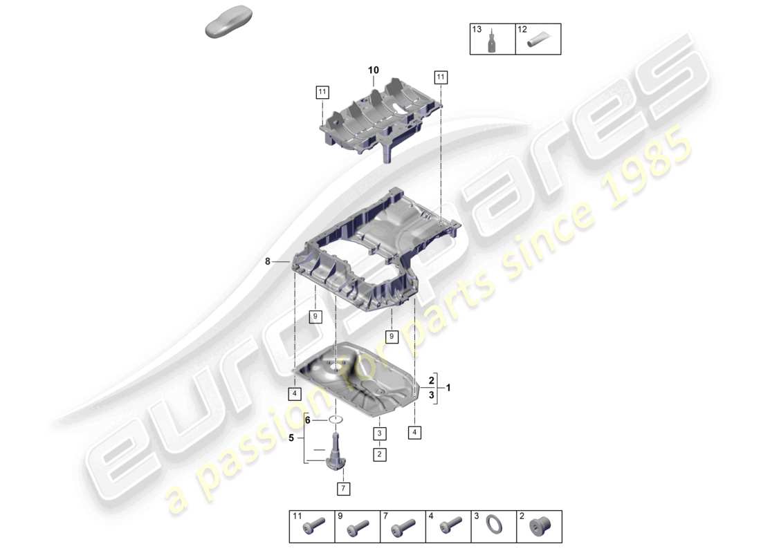 porsche 2024 (cayenne e3 pa) ölführendes gehäuse ölwanne teilediagramm
