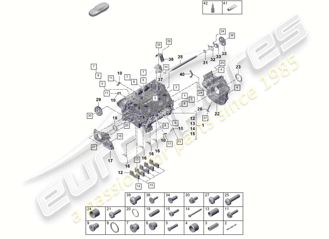porsche 2024 (cayenne e3 pa) kurbelgehäuse einzelteile teilediagramm