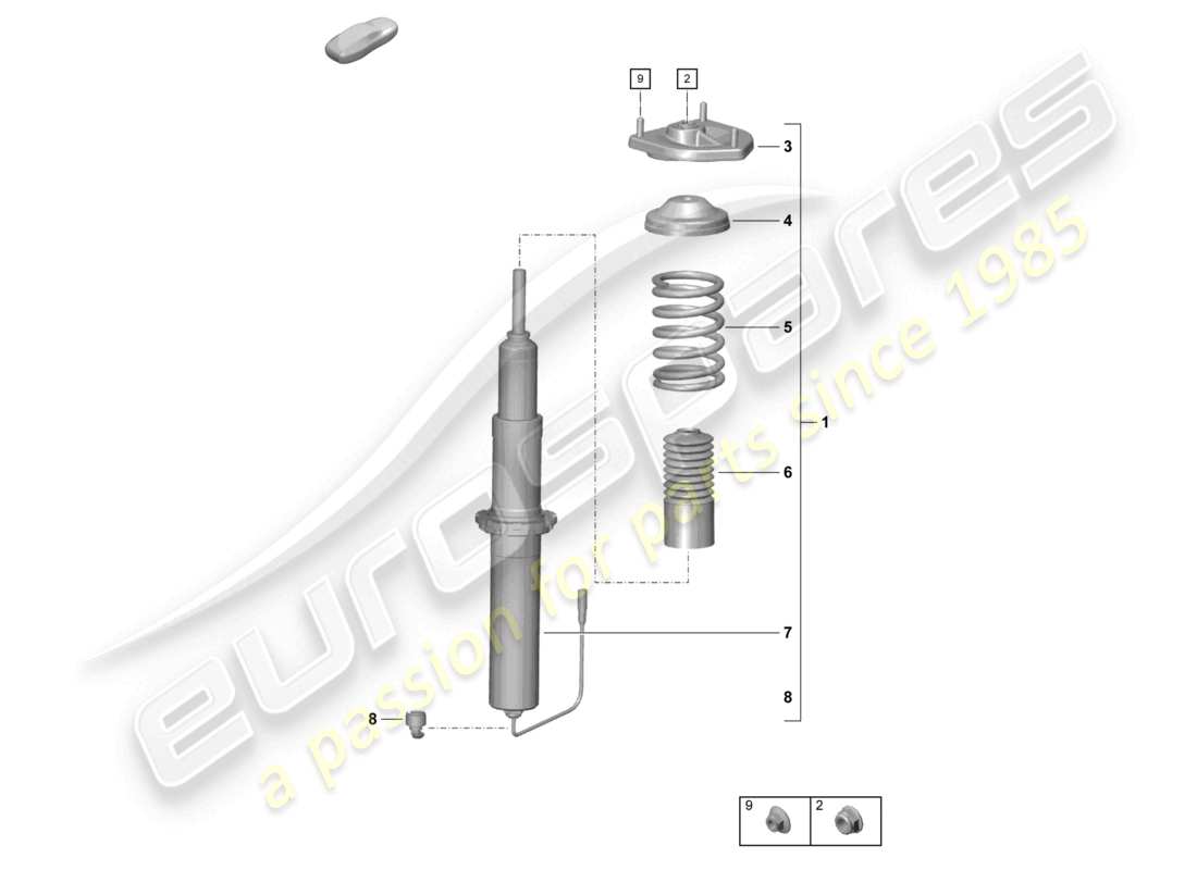 porsche 2021 (718 cayman gt4) stoßdämpfer schraubenfeder teilediagramm