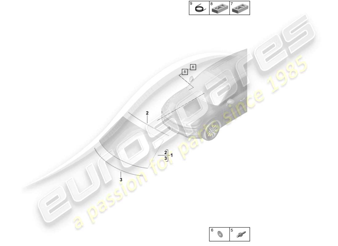 porsche 2022 (cayenne e3 9ya/9yb) windschutzscheibe teilediagramm