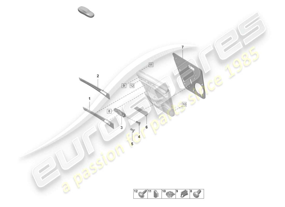 porsche 2024 (panamera 971-2) türverkleidungen zierleisten für die hinteren türen zubehör und befestigungselemente teilediagramm