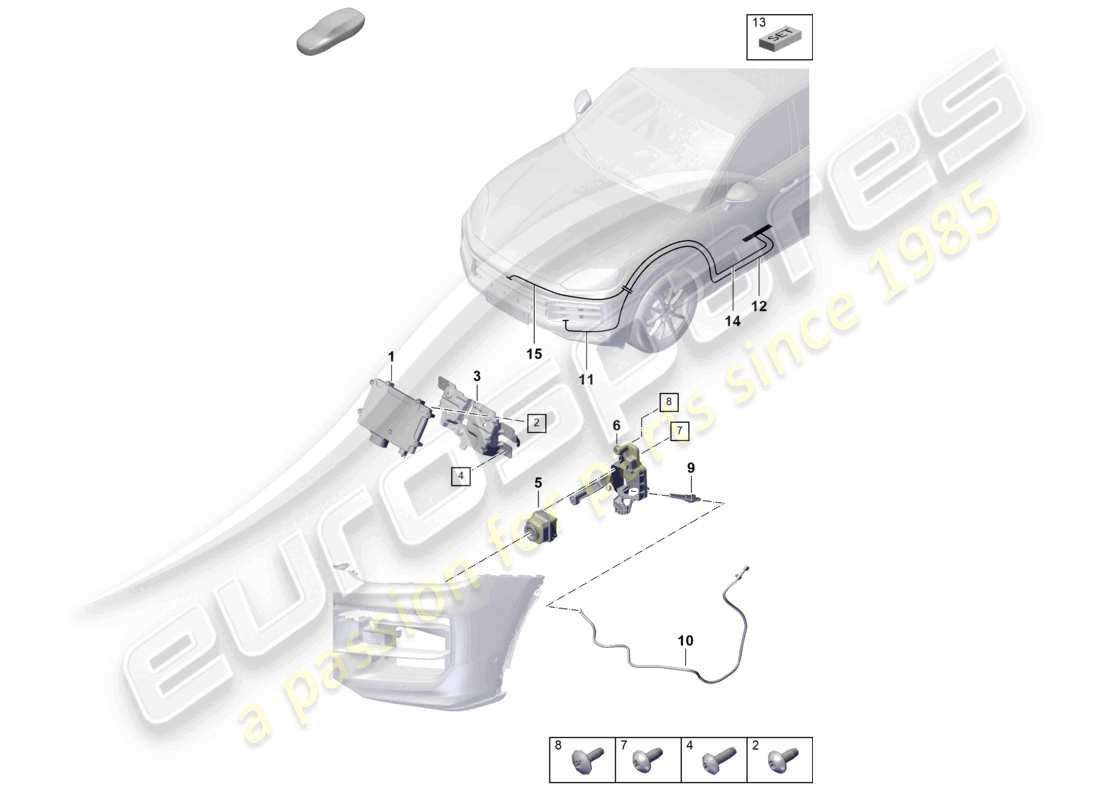 porsche 2025 (cayenne e3 pa) kamera für nachtsichtsystem einzelteile für fahrzeuge mit nachtsichtsystem teilediagramm