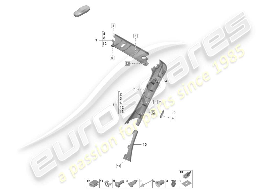 porsche 2023 (992-1 turbo / s) a-säulenverkleidung cabriolet teilediagramm