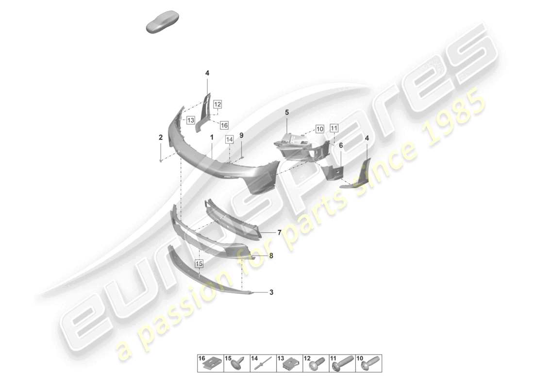 porsche 2021 (992-1 gt3/rs/st) stoßfänger vorne gt3 rs ersatzteildiagramm