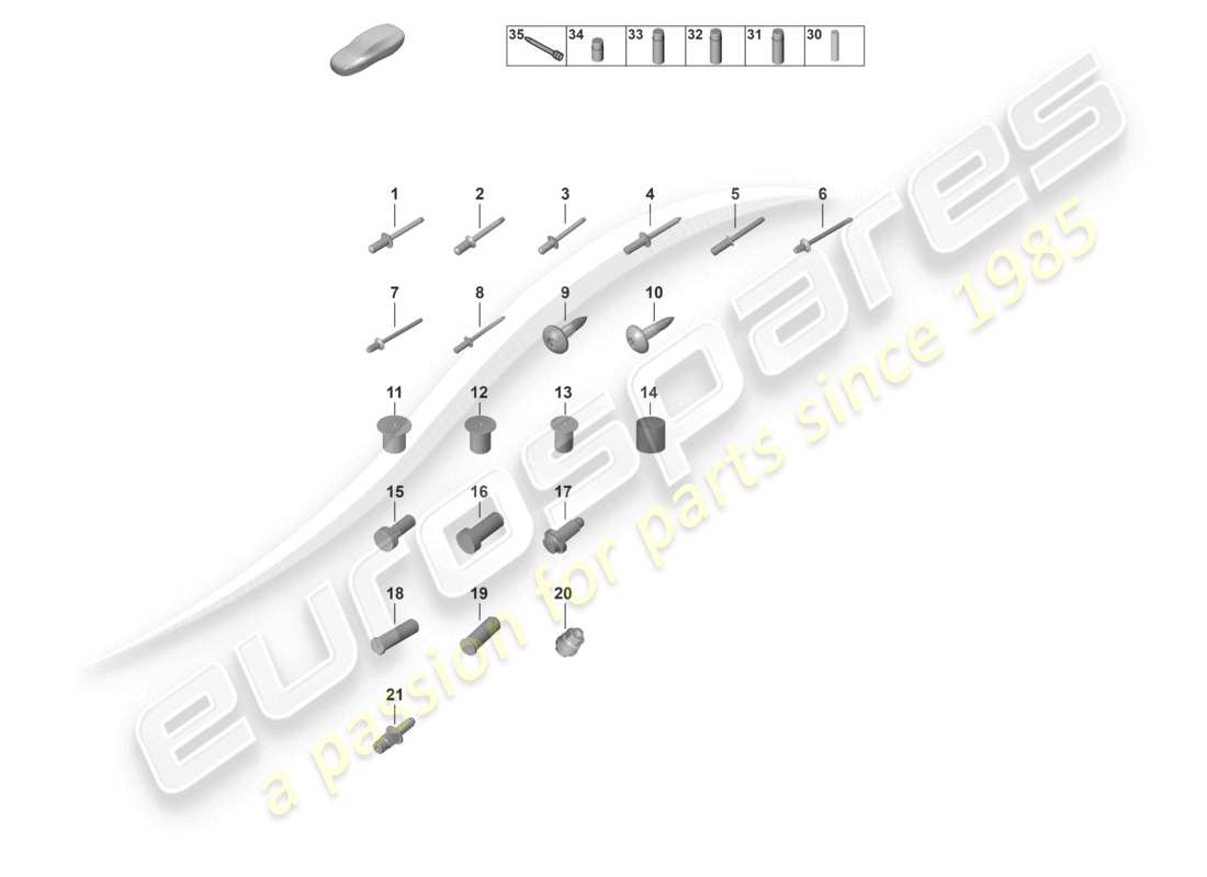 porsche 2021 (992-1 gt3/rs/st) befestigungselemente karosserieteildiagramm