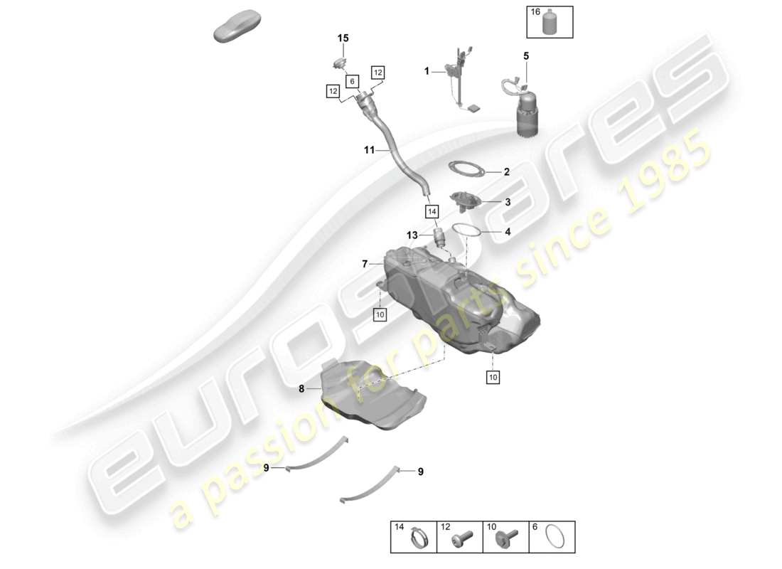 porsche 2021 (718 cayman gt4) kraftstofftank kraftstoffpumpe teilediagramm