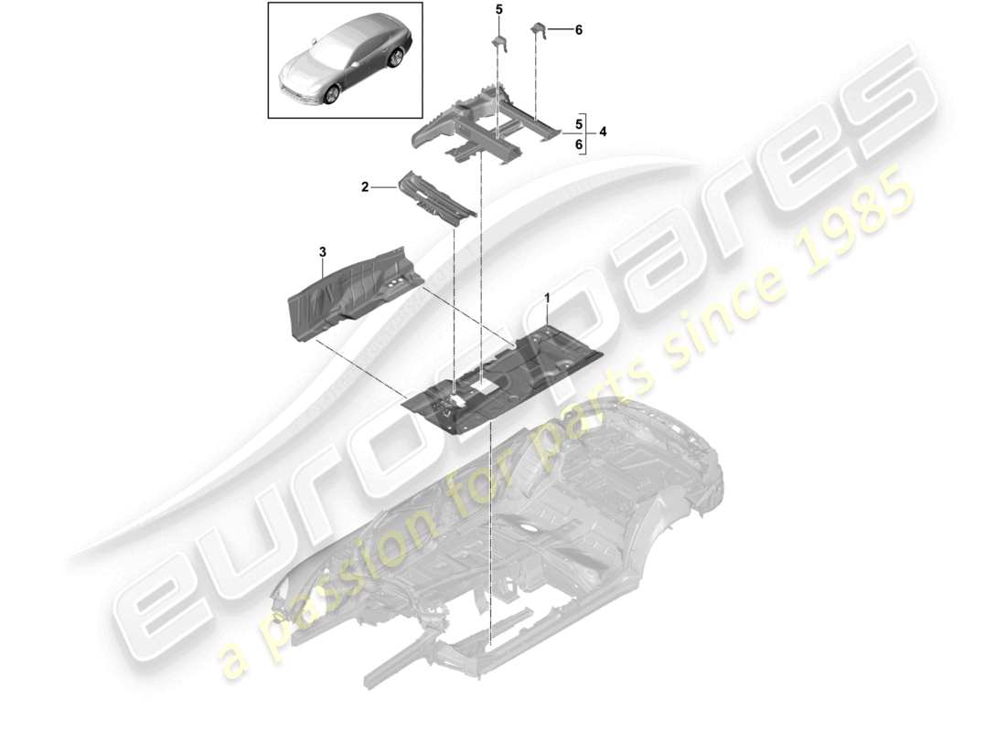 porsche 2021 (panamera 971-1) bodenplatten mitte sitzteildiagramm