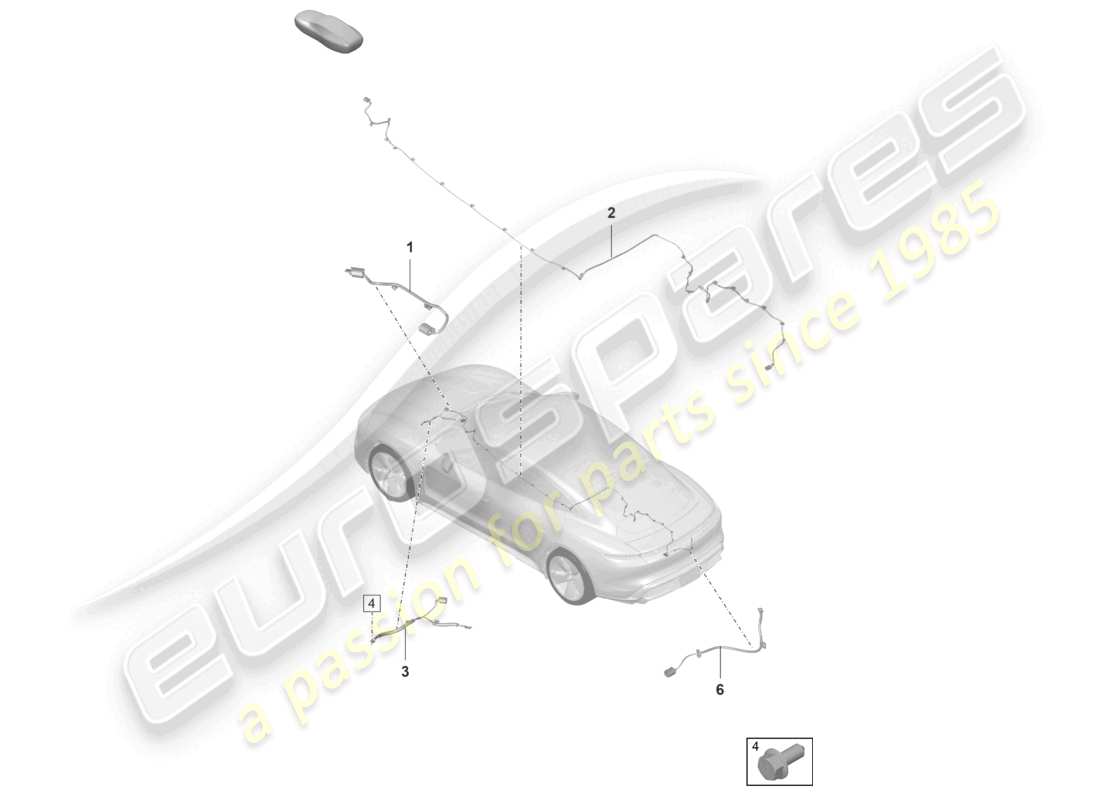 porsche 2021 (taycan 9j1-1) kabelsatz für fahrzeuge mit elektronischer wankstabilisierung ersatzteildiagramm