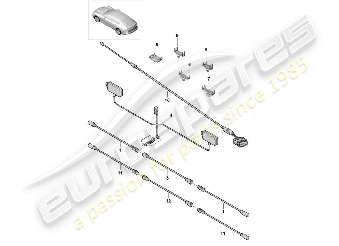 porsche 2021 (panamera 971-1) antennenanschlussleitung teilediagramm