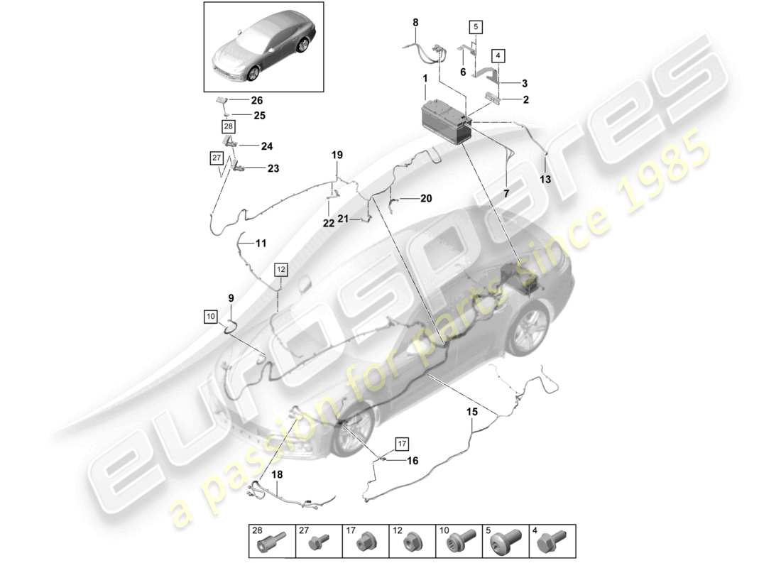 porsche 2021 (panamera 971-1) batterie 12v potentialverteiler teilediagramm