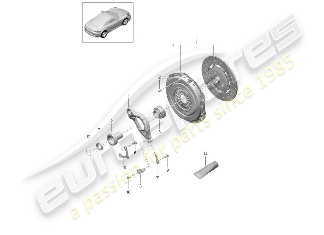 porsche 2023 (718 cayman) kupplung teilediagramm