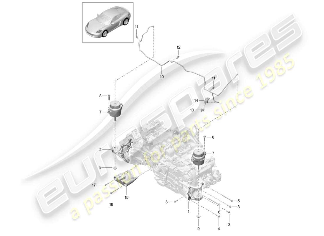 porsche 2026 (718 cayman) motorhebezeug teilediagramm