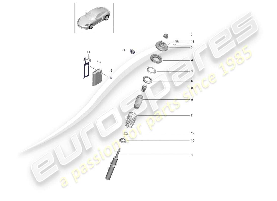 porsche 2025 (718 cayman) federung stoßdämpfer teilediagramm