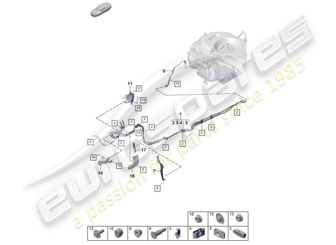 porsche 2024 (cayenne e3 pa) kraftstoffleitung unterboden teilediagramm