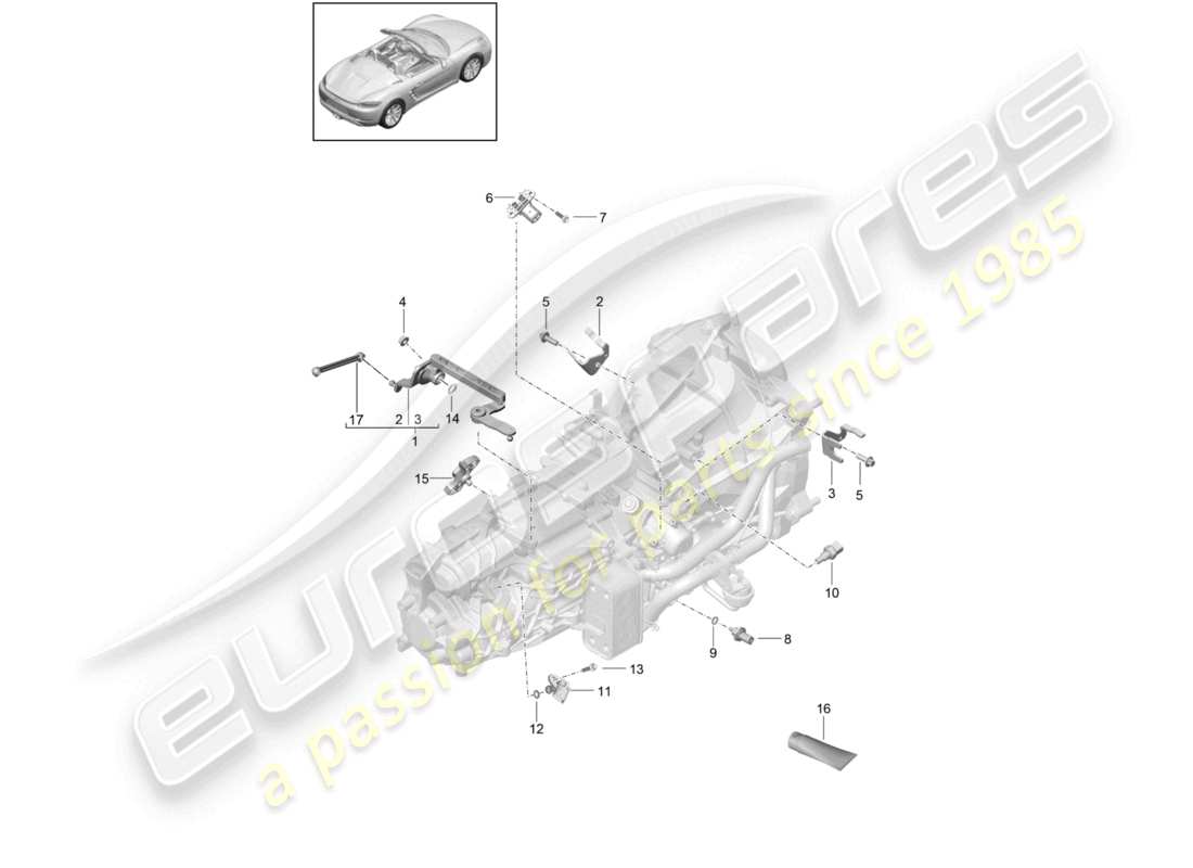 porsche 2022 (718 boxster) schaltgetriebe einzelteile sensormodul teilediagramm