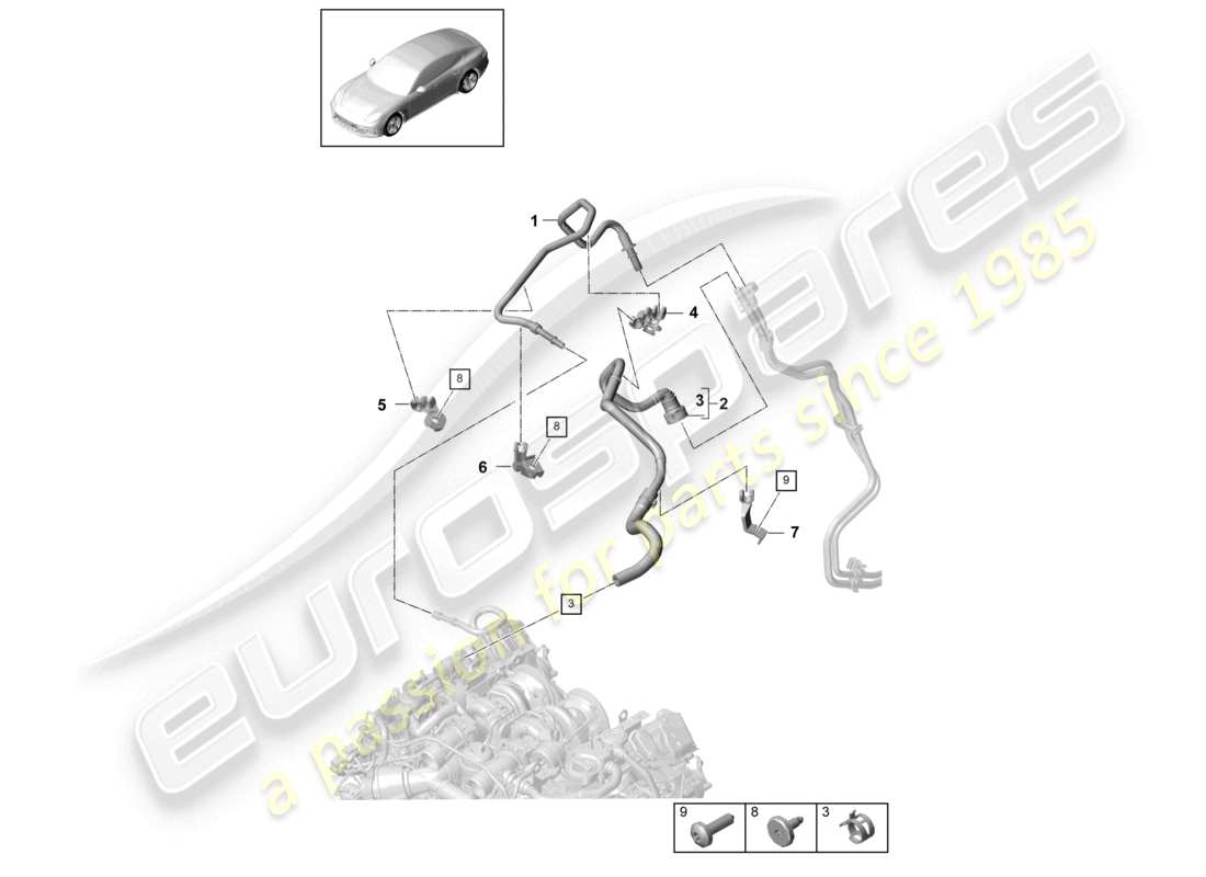 porsche 2021 (panamera 971-1) kraftstoffleitung motorraum teilediagramm