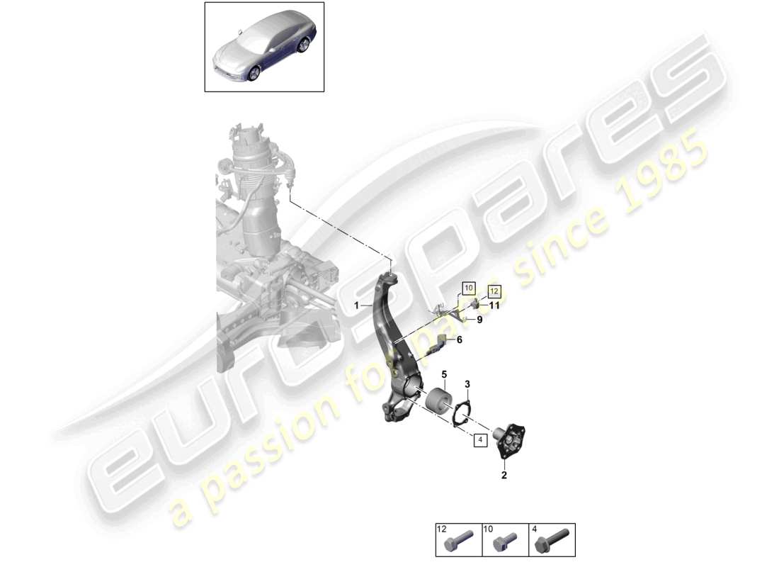 porsche 2021 (panamera 971-1) radträger schwenkbefestigung radnabe teilediagramm