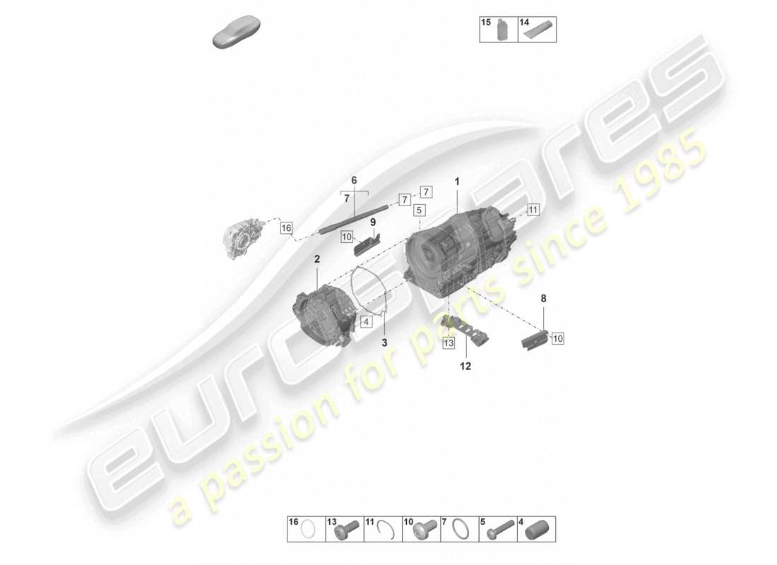 porsche 2023 (panamera 971-2) 8-speed doppelkupplungsgetriebe - pdk - für fahrzeuge mit hybridantrieb ersatzteildiagramm