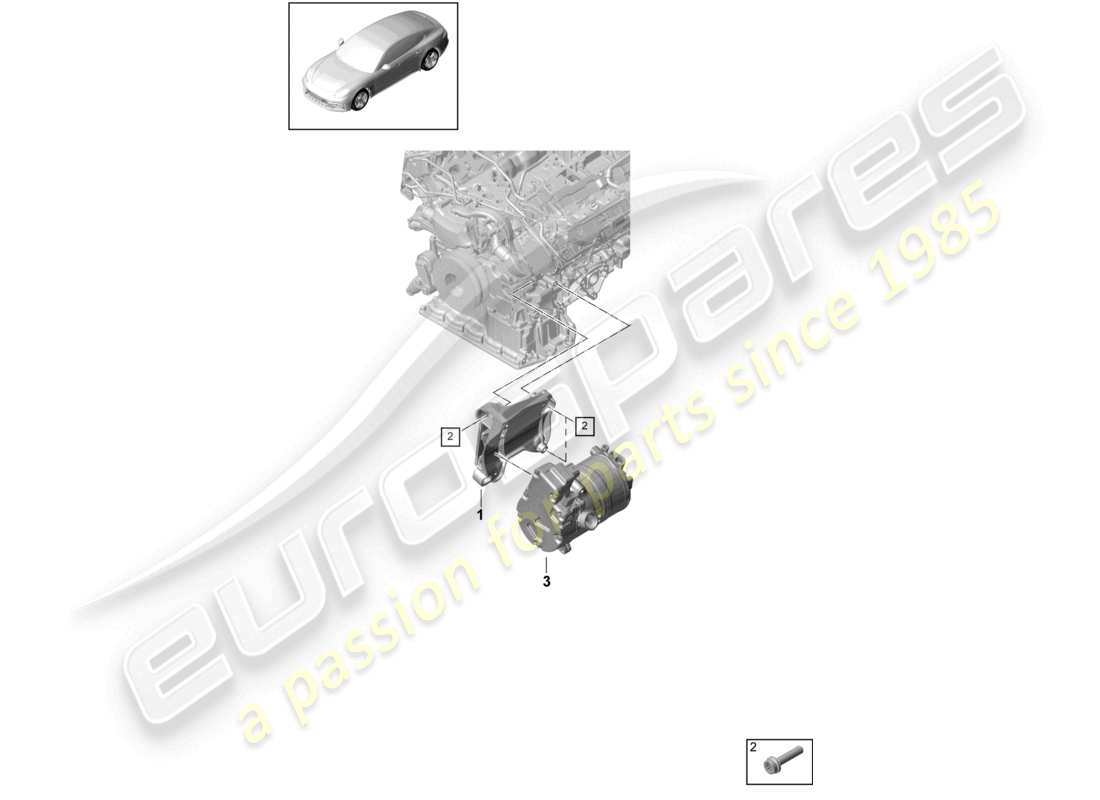porsche 2021 (panamera 971-1) teilediagramm für poly-v-riemenbefestigungen
