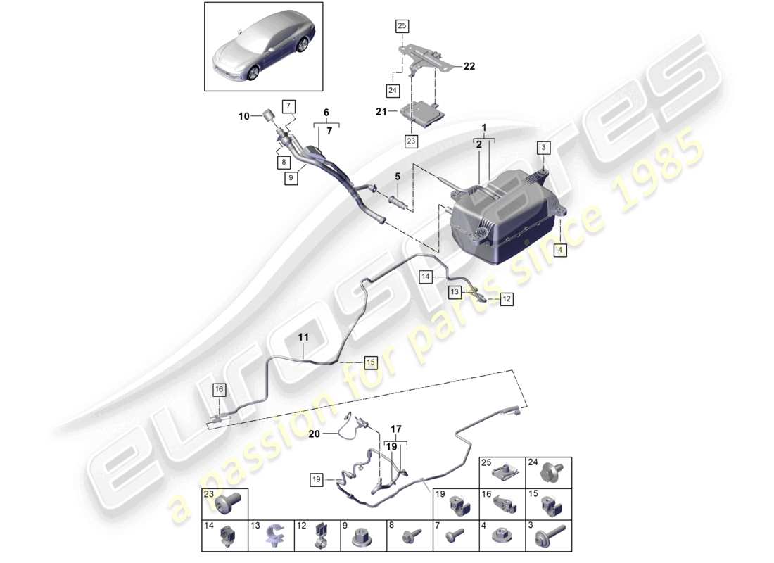 porsche 2021 (panamera 971-1) abgasnachbehandlungssystem teilediagramm