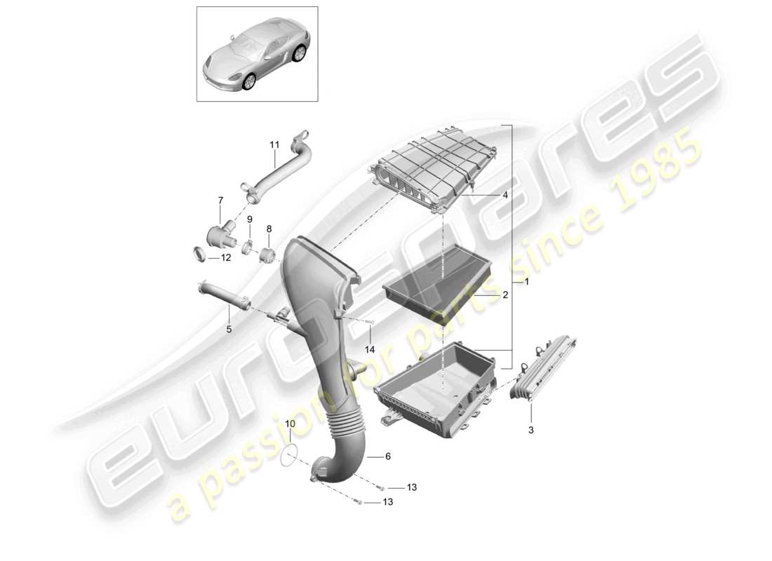 porsche 2026 (718 cayman) luftfilter teilediagramm