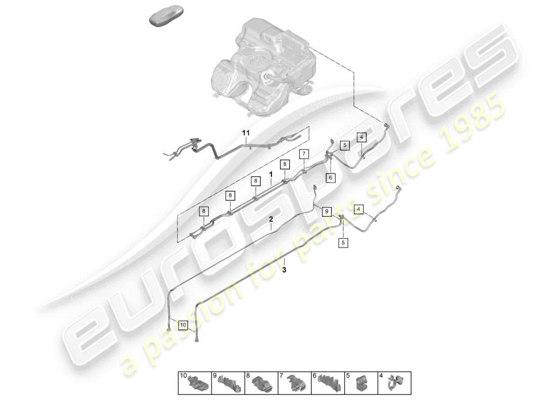 porsche 2024 (992-2) kraftstoffleitung vorne ersatzteildiagramm