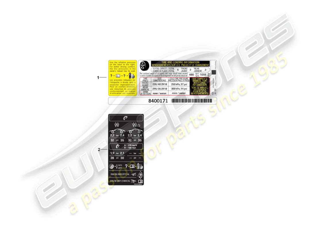 porsche 2024 (992-2) typenschild für reifendruck ersatzteildiagramm