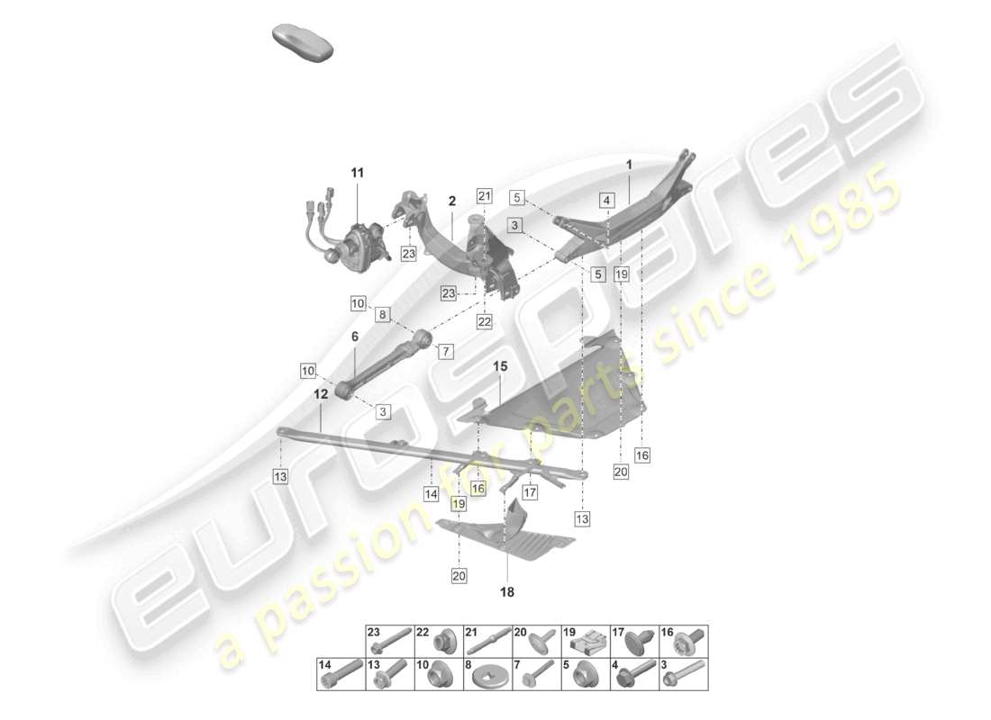 porsche 2023 (992-1 gt3/rs/st) hinterachse querträger teilediagramm