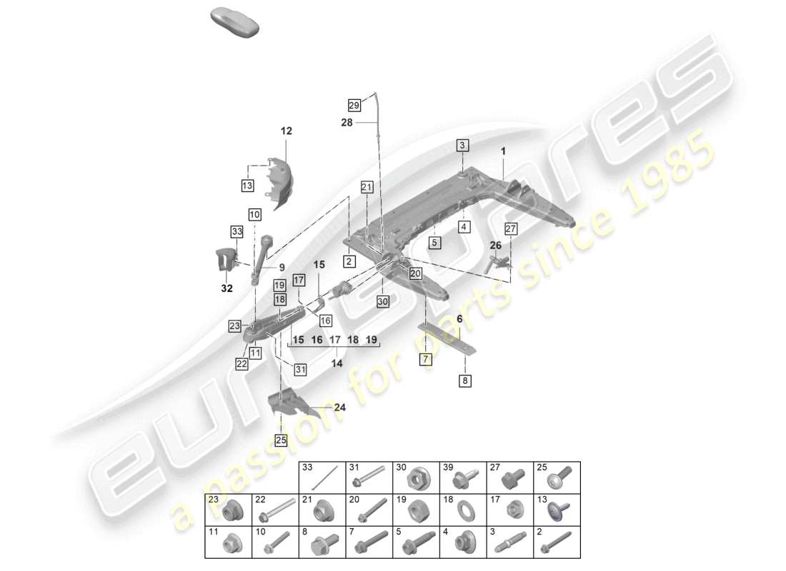 porsche 2023 (992-1 gt3/rs/st) querträger querlenker unten teilediagramm