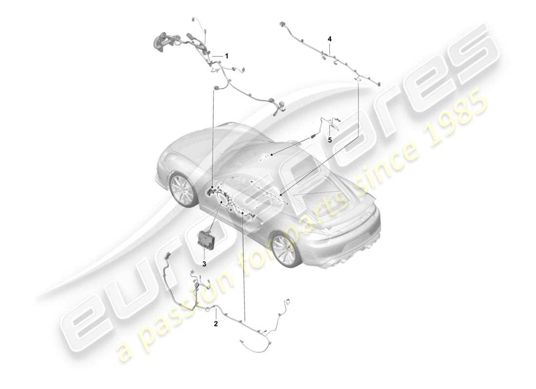 porsche 2021 (718 cayman gt4) kabelbäume türen mittelkonsole steuergerät türen dach/cabriodach teilediagramm